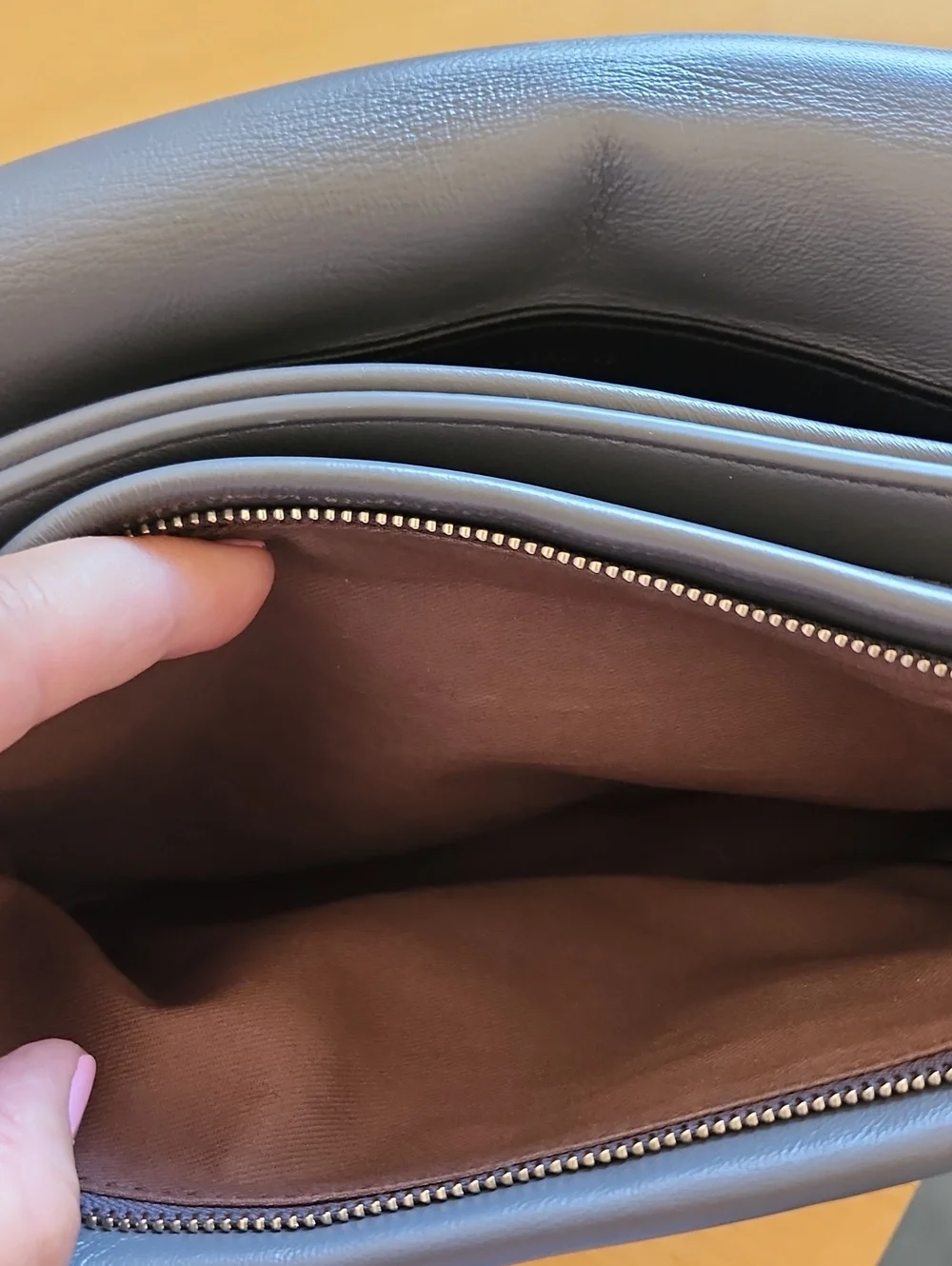 ALLSAINTS Gray Leather Padded Bag